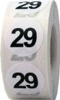 White with Black Number 29 Circle Dot Stickers, 3/4 Inch Round, 500 Labels on a Roll #29