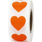 Orange heart-shaped adhesive seals for Valentine's Day crafts and scrapbooking, 0.75 inch, 500 stickers 