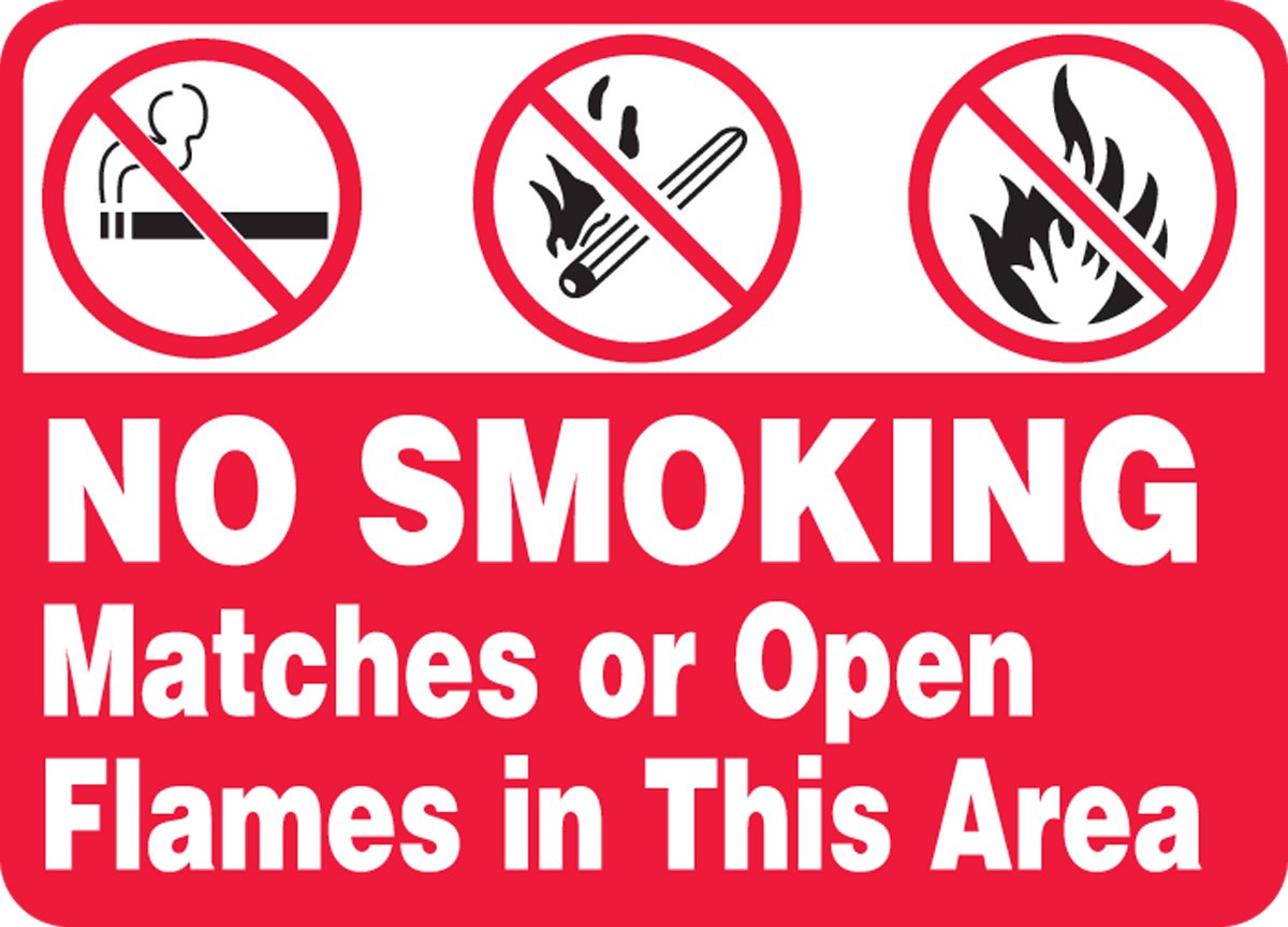 Accuform No Smoking Matches or Open Flames safety sign, 10x14 inches, Accu-Shield™ safety sign for fire hazard areas