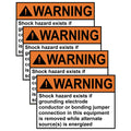 ComplianceSigns.com Warning Shock Hazard Exists If Grounding Electrode ANSI Label Decal, 5x3.5 inch 4-Pack Vinyl for Electrical