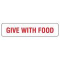 Tabbies V-AN119 Give with Food Vet Labels, 500Ct, 1.625x3/8in, White/Red 1-5/8 x 3/8 inch
