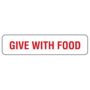 Tabbies V-AN119 Give with Food Vet Labels, 500Ct, 1.625x3/8in, White/Red 1-5/8 x 3/8 inch
