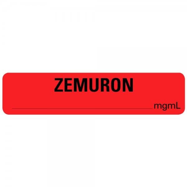 Medical record labels by Labelvalue, ZEMURON syringe labels, .375" x 1.625" adhesive labels for medical documentation.
