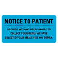 Medical record labels featuring notice to patient food menu labels from Labelvalue, with clear printed instructions on a white background.