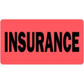 Fluorescent red-orange medical record labels measuring 2x1 inches by Labelvalue, designed for insurance and medical documentation.