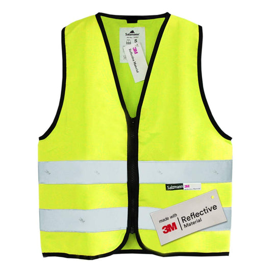 Salzmann Children's High Visibility Vest - Reflective Safety Vest with Zipper - Made with 3M Reflective Material 7 - 13 Years Yellow