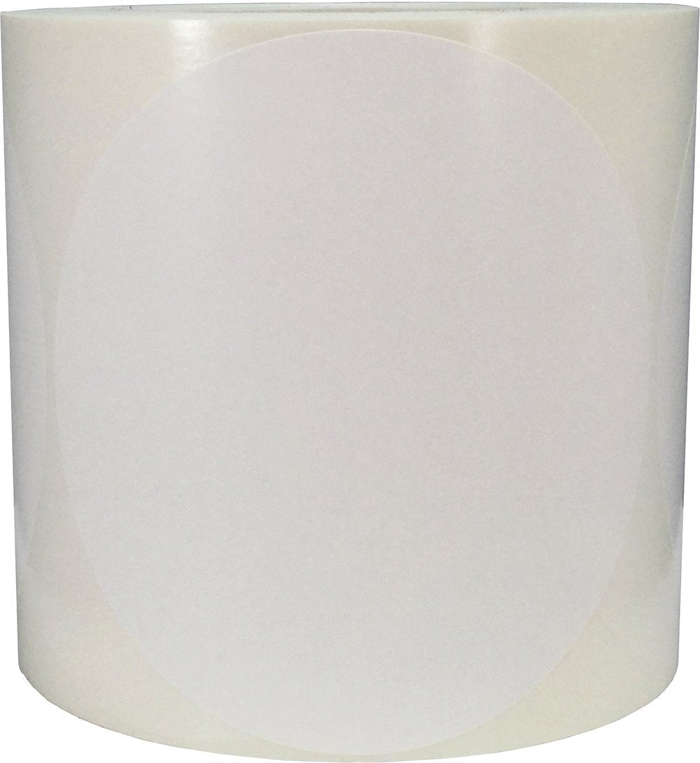 White color coding labels for inventory organization, 5-inch round adhesive stickers on a roll, 500 total 