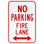 No Parking Fire Lane Bidirectional Arrow Sign, Aluminum 12x18 Reflective