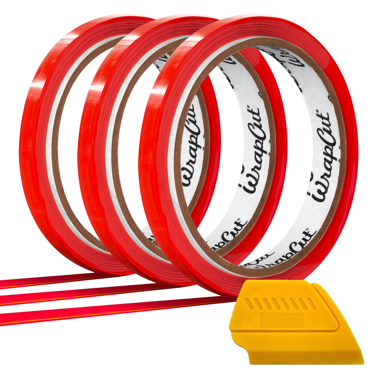 VViViD Wrap Cut 32ft (10M) Vinyl Wrap Edge Cutting Detailer Tape (3 Rolls + Squeegee) 3 rolls + Squeegee