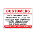 Insurance & OSHA Regulations Please Do Not Enter Metal Sign 10 x 14 Inches