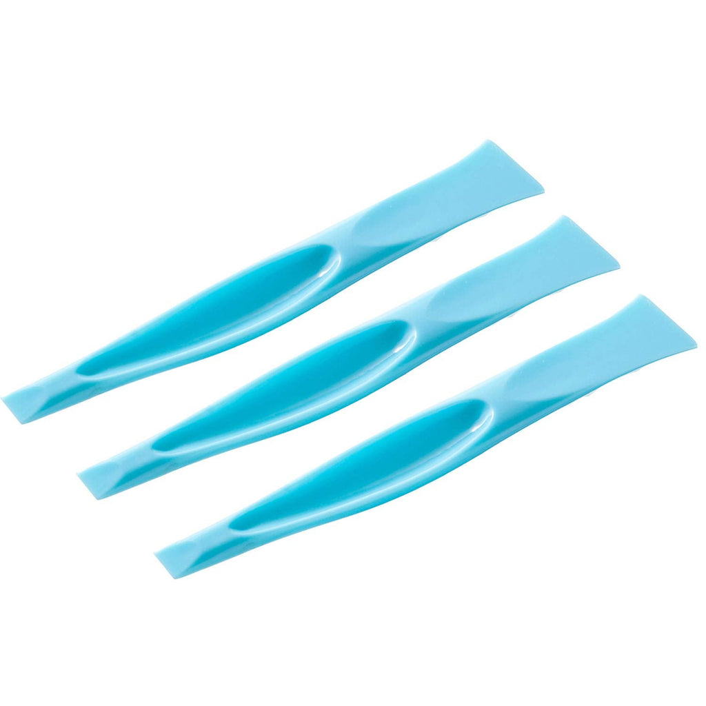 Eunion plastic paint scraper and label peeler set in blue, multipurpose stiff scrapers for cleaning and paint removal, 3-pack.