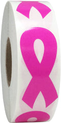 Hot pink awareness ribbon stickers, 2-inch all-purpose adhesive labels, 500 total , suitable for various uses.