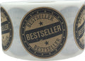 Brown Kraft color-coding labels with black stickers, 1.5-inch round, 500 labels on a roll for organization and labeling.