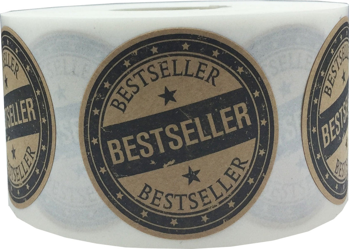 Brown Kraft color-coding labels with black stickers, 1.5-inch round, 500 labels on a roll for organization and labeling.