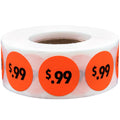 Fluorescent Red .99 Stickers – 3/4 Inch Round Circle Labels, 500 Total Adhesive Stickers Per Roll for Retail Pricing, Product Marking, and Inventory – Made in the USA $0.99