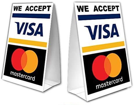 We Accept Credit Cards Table Tent with UV Coating - MasterCard and Visa - 2 Pack
