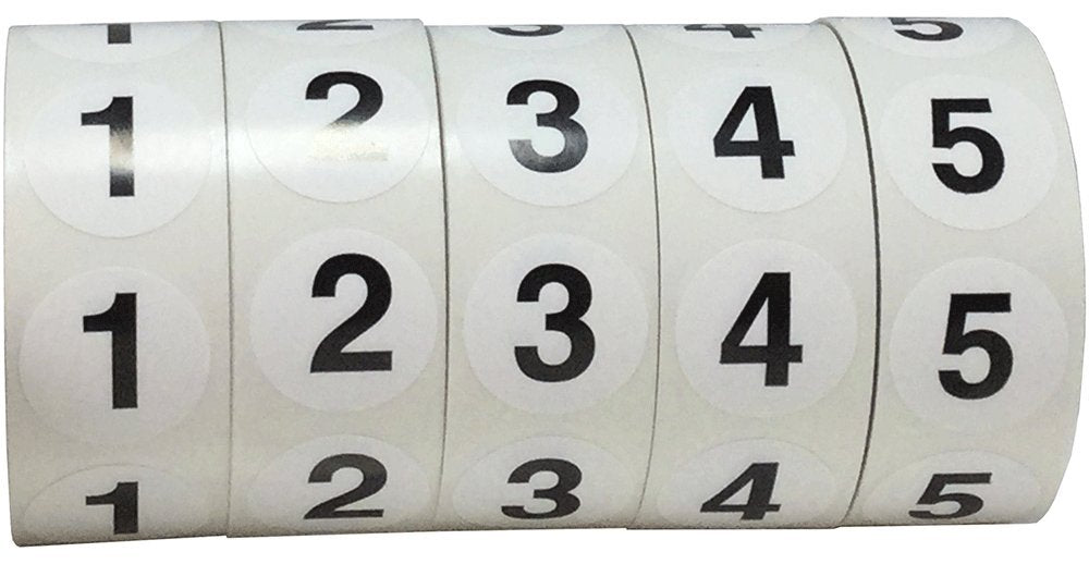 Color-coding number labels 1-5 bulk pack , 3/4 inch office warehouse organization inventory stickers on roll