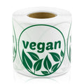Vegan Stickers, 2 inch, Green, Round, 300 Labels 1 Roll
