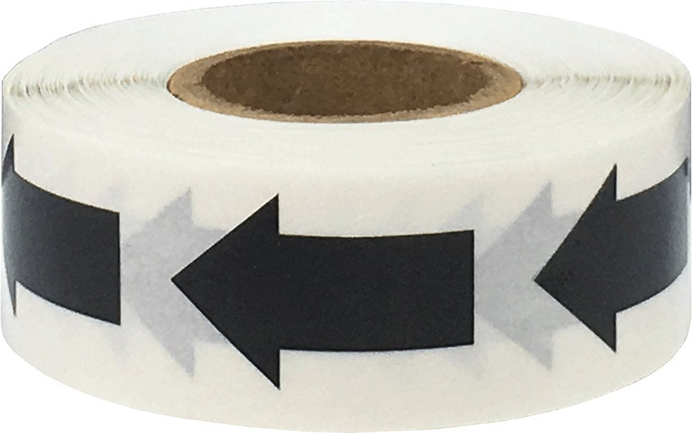 Black color-coding arrow labels , adhesive stickers for inventory organization, 1 x 5/8 inch, 500 total.