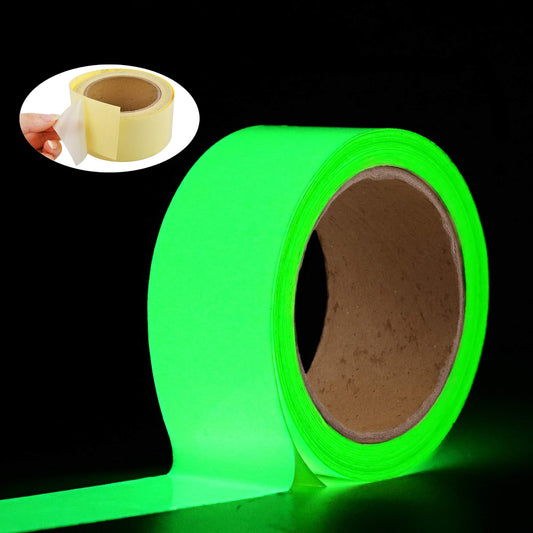 Oumers Glow in The Dark Tape 33 ft x 2 inch Green High Bright Luminous Tape Sticker Removeble Waterproof and Photoluminescent 33 Foot x 2 Inch