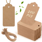SallyFashion Kraft Gift Tags with String, 200 Pack 1.6 X 2.8 inch 200 Brown