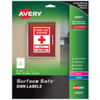 Avery Printable Warning Signs, 5" x 7", Water/Chemical Resistant, 30 Removable Labels (61511) 5" x 7" White