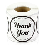 Thank You Stickers, 2 inch Round, Black & White, 300 Labels 1 Roll