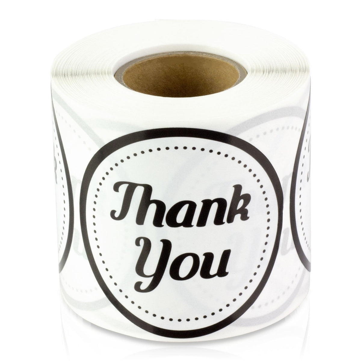 Thank You Stickers, 2 inch Round, Black & White, 300 Labels 1 Roll