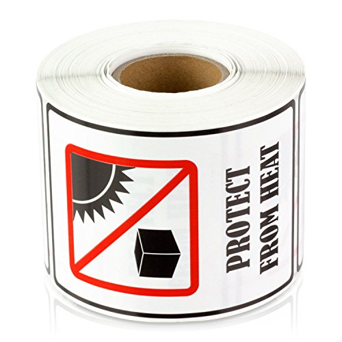 Protect from Heat Labels, 3 x 2 inch, White, 300 Labels 1 Pack