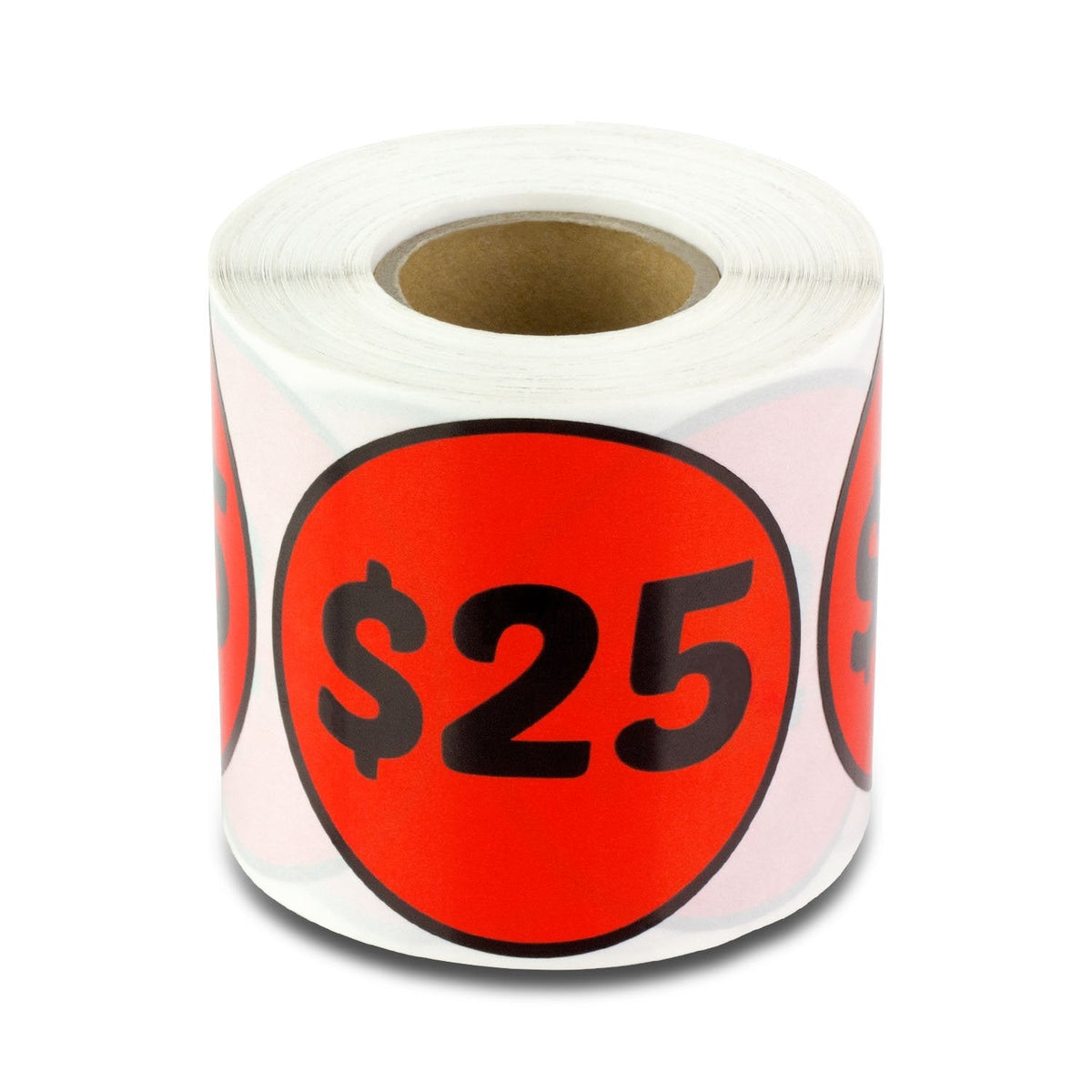 25 Dollar Price Stickers (2 inch, Red, Circle Dot - 300 Labels) 25 Dollar Stickers for Garage Sales, Yard Sales, or Retail Stores 1 Roll $25 / Red