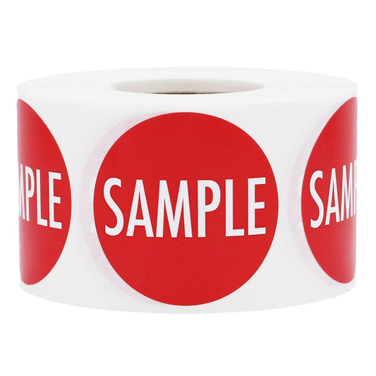 Sample Labels Red with White 1.5 Inch Round Circle Dots 500 Total Adhesive Stickers on a Roll for Inventory Control Warehouse Sorting Product Testing and Tagging