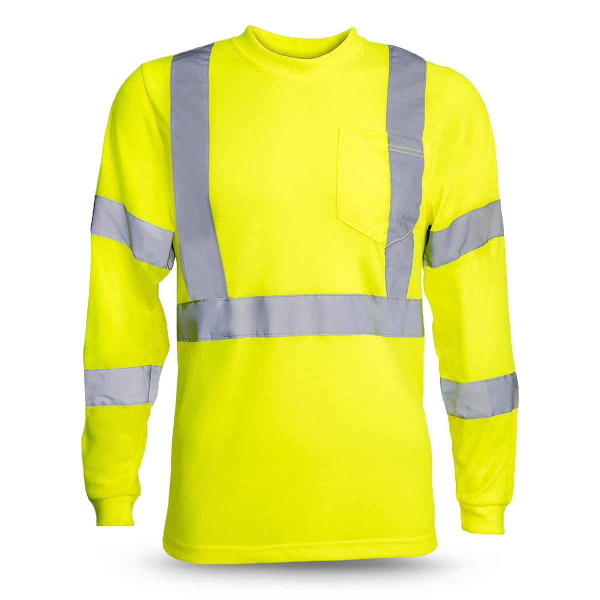 RUGGED BLUE Moisture Wicking High Vis Long Sleeve Shirt, ANSI Class 3 Rated High Visibility Work Shirt with Reflective Tape, 3X-Large