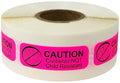 Fluorescent pink and black caution medication labels by , 0.5 x 1.5 inches, roll of 500 for pharmacies and hospitals