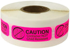 Fluorescent pink and black caution medication labels by , 0.5 x 1.5 inches, roll of 500 for pharmacies and hospitals