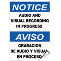 Notice audio and visual recording in progress safety decal sticker by Cortan360 on a surface, for safety training and awareness.