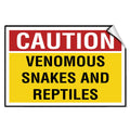 Cortan360 caution venomous snakes and reptiles activity label decal sticker on a surface, used for safety training and awareness.