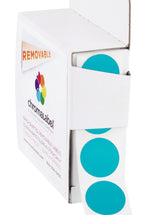 ChromaLabel 0.75 inch teal round removable color code dot stickers, 1000 labels in dispenser box for labeling and organization.