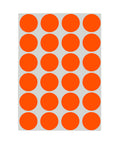 ChromaLabel 0.75 inch round removable color code dot stickers in fluorescent red-orange, 1008 pack with 24 labels per sheet.