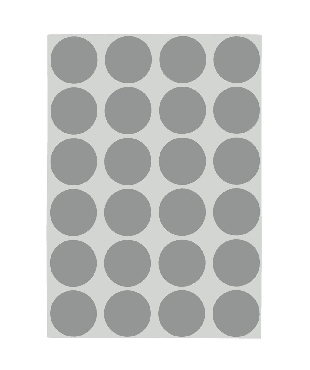Gray ChromaLabel 0.75-inch round color-coding dot stickers, removable, 24 per sheet, 1008 total for labeling and organization.