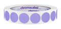 ChromaLabel 0.75 inch lavender round color-coding labels, 1000 per roll, with permanent adhesive and color code dots.
