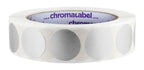 ChromaLabel 1-inch metallic silver round color-coding label stickers, permanent adhesive, 1000 per roll.