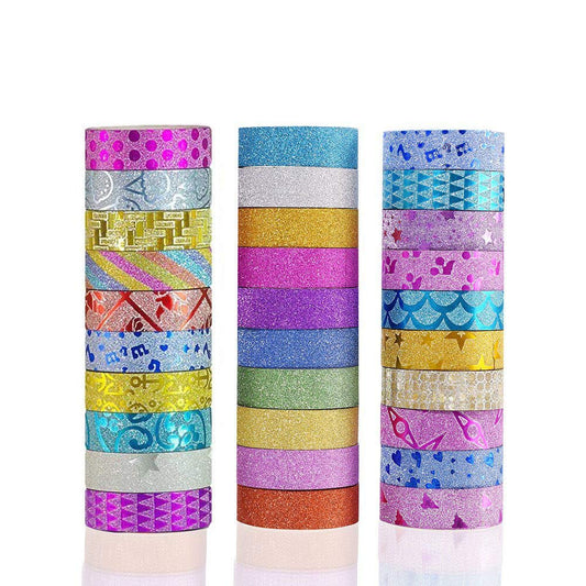 Phantomon Washi Tape Craft Tape Set 30 Roll Wide Decorative Tape for Art, DIY Decor, Scrapbook, Glitter Washi Masking Tape