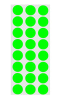 ChromaLabel fluorescent green 0.50 inch round color-coding labels with permanent adhesive, 24 per sheet, 1200 total stickers.