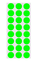 ChromaLabel fluorescent green 0.50 inch round color-coding labels with permanent adhesive, 24 per sheet, 1200 total stickers.