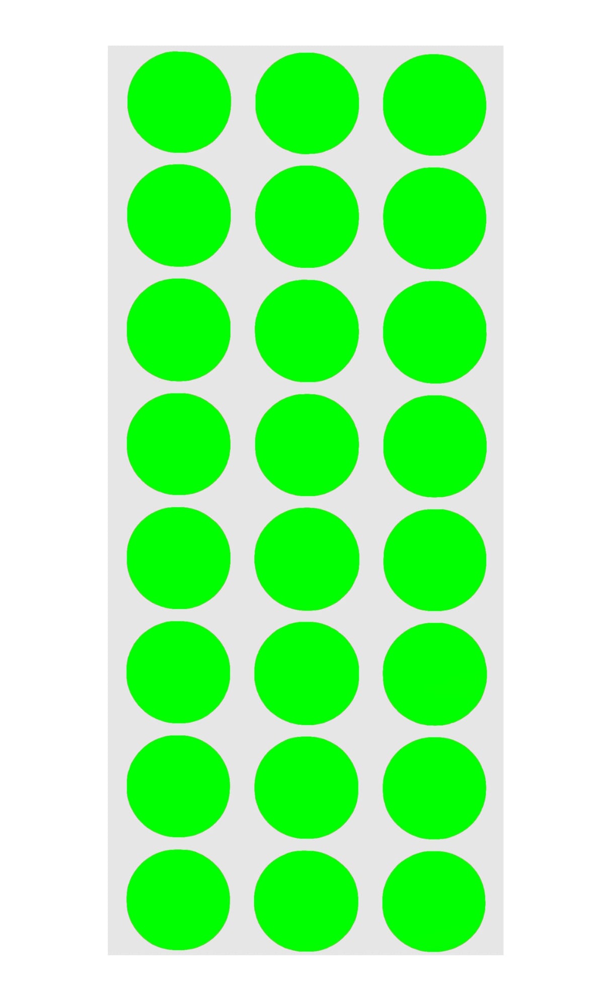 ChromaLabel fluorescent green 0.50 inch round color-coding labels with permanent adhesive, 24 per sheet, 1200 total stickers.