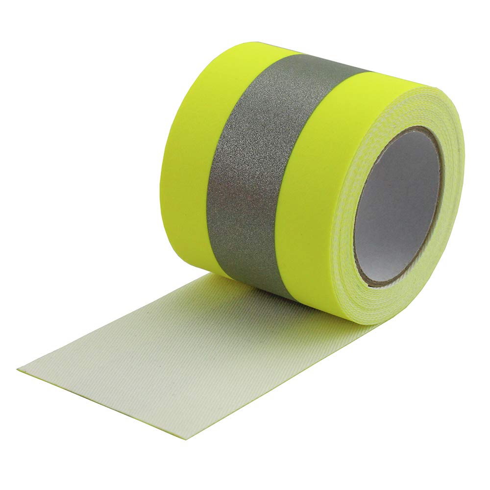 JINBING 2" x 10' High Visibility Fluorescent Yellow Reflective Flame Fire Retardant FR Fabric Tape Sew On