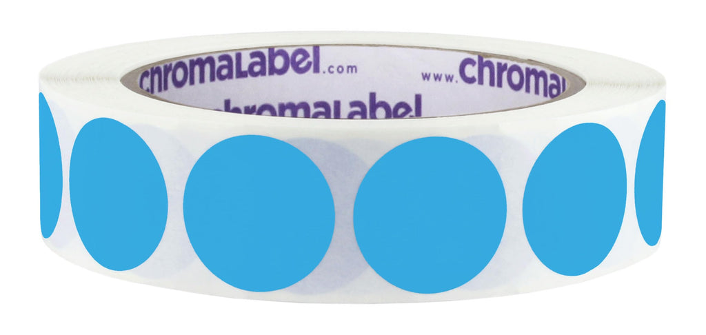 ChromaLabel Light Blue Removable Dot Stickers, 1 Inch, 1000/Roll 1" Diameter