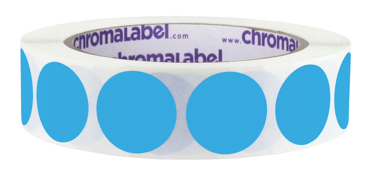ChromaLabel Light Blue Removable Dot Stickers, 1 Inch, 1000/Roll 1" Diameter