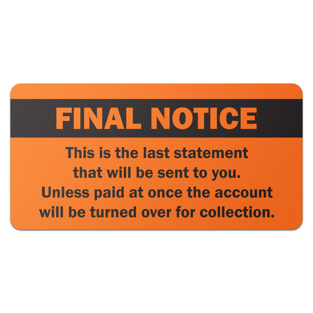 Final Notice Past Due Stickers, Bright Orange, 2 x 1 Inch Final Notice (2 X 1) 2 Rolls