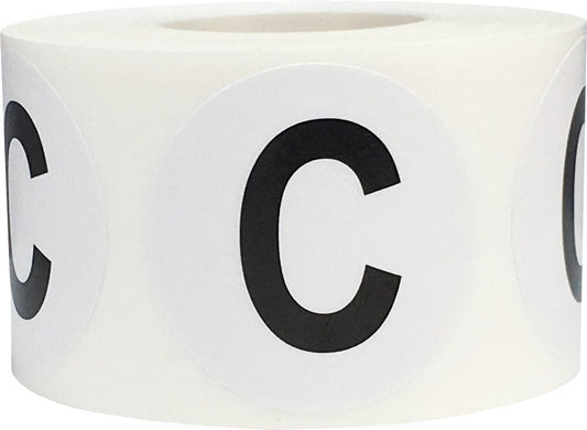 Letter C Inventory Labels 1.5 Inch Round Circle Dots 500 Adhesive Stickers